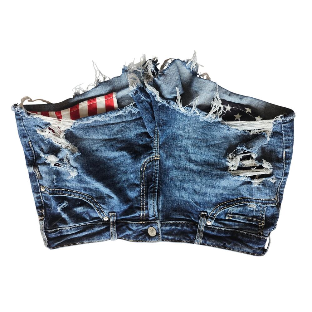 Silver Jeans Cut off Distressed denim  Boyfriend shorts SZ33 Dark Blue